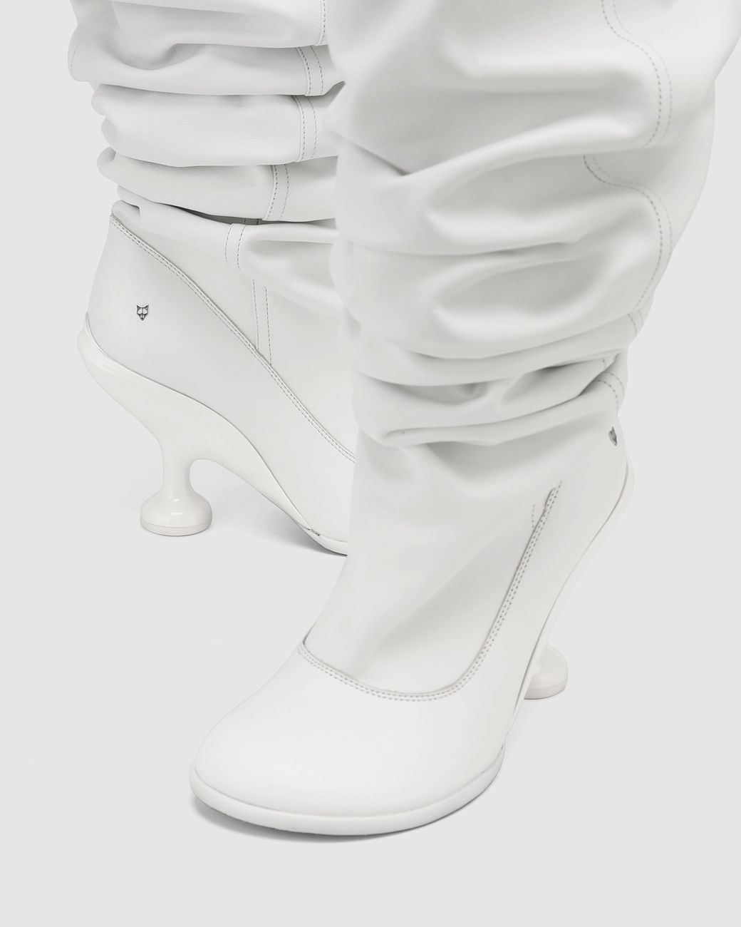Naked Wolfe White Nappa Leather Pointed-Toe Boots