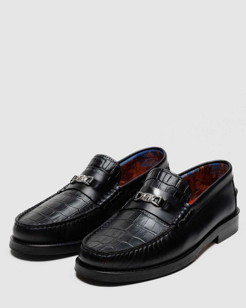 Naked Wolfe Black Croc-Embossed Leather Loafers