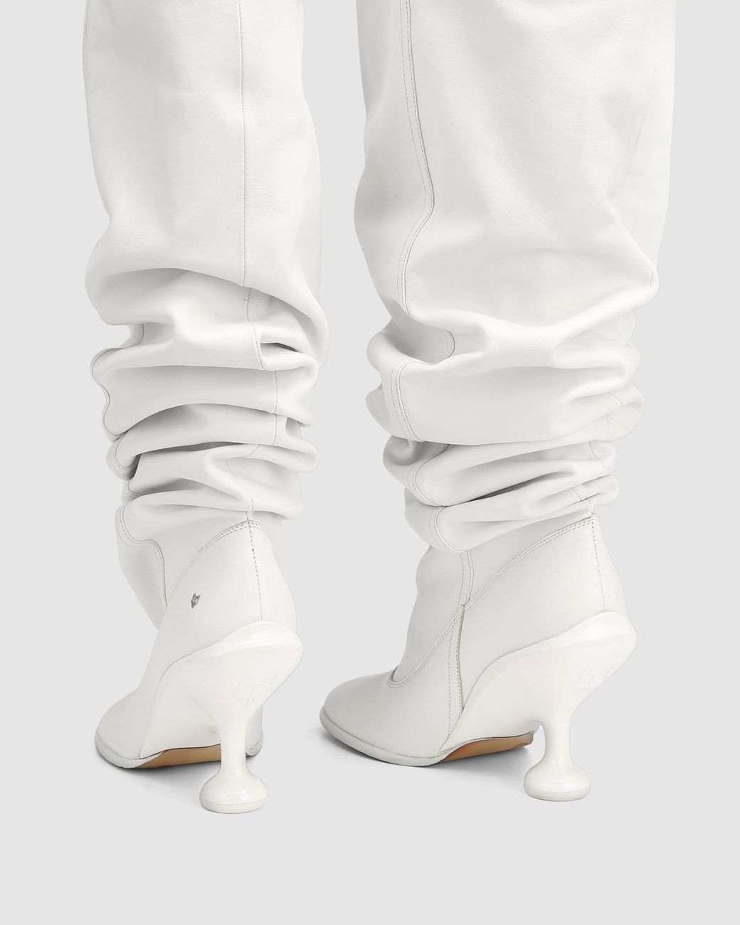 Naked Wolfe White Nappa Leather Pointed-Toe Boots