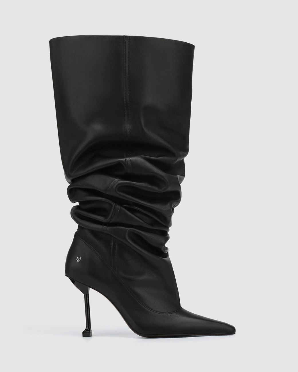 Naked Wolfe Black Pointed-Toe Leather Heeled Boots