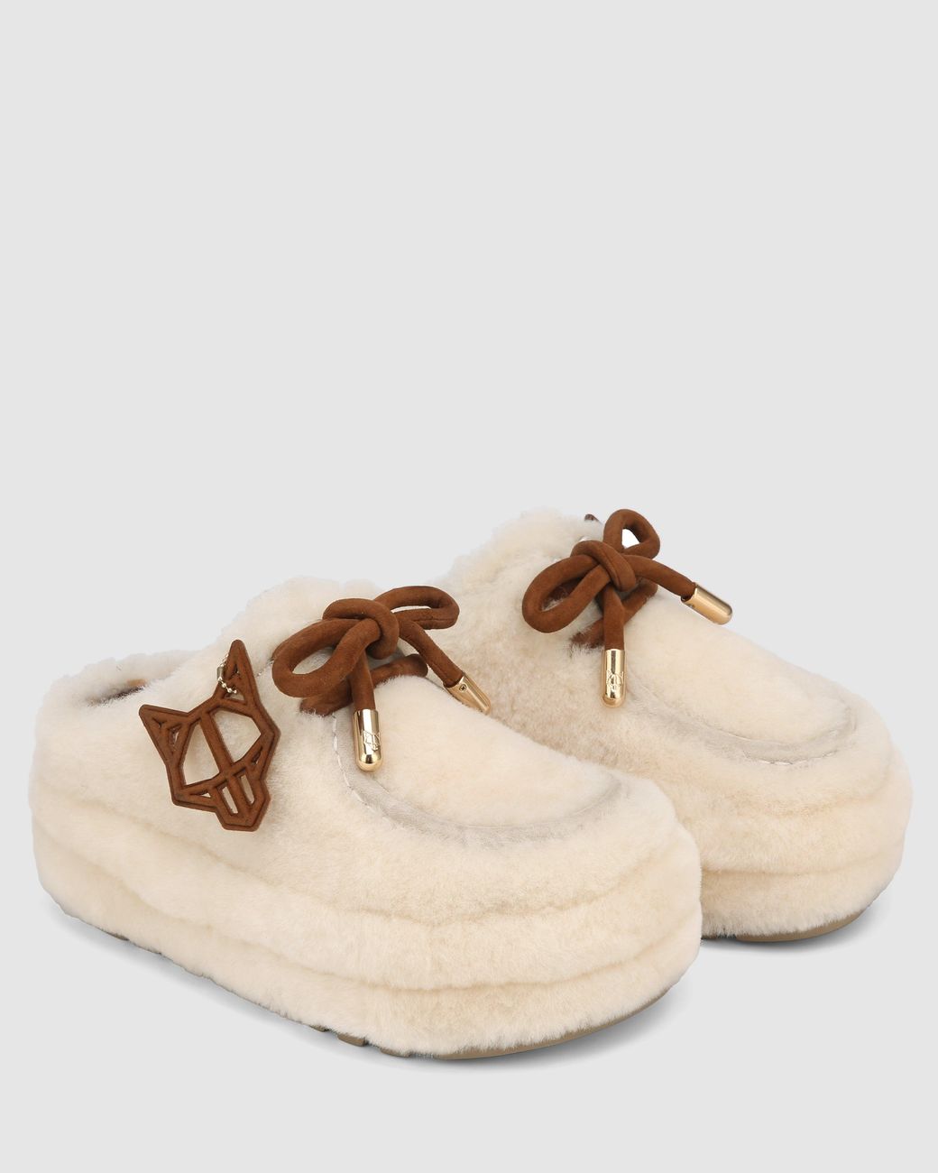 Naked Wolfe Natural Shearling Slip-On Shoes