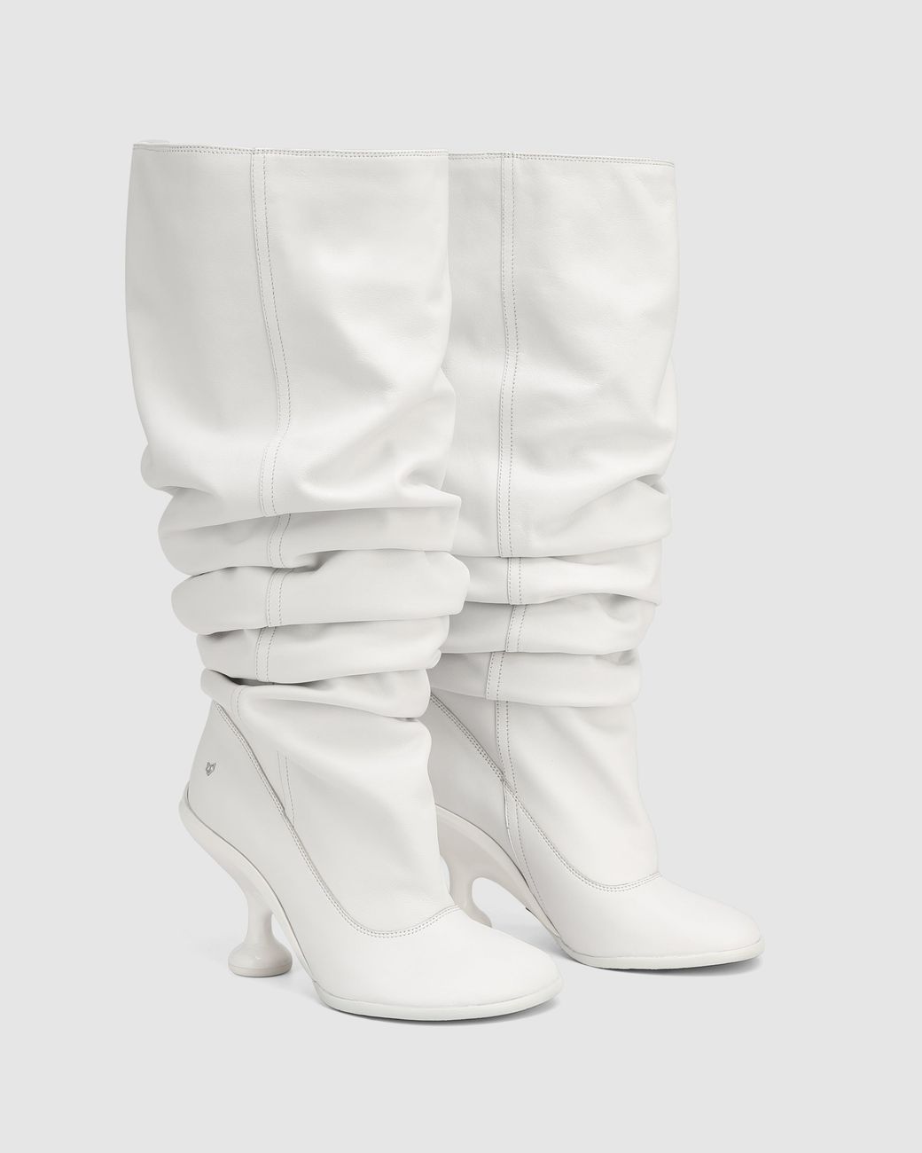Naked Wolfe White Nappa Leather Pointed-Toe Boots
