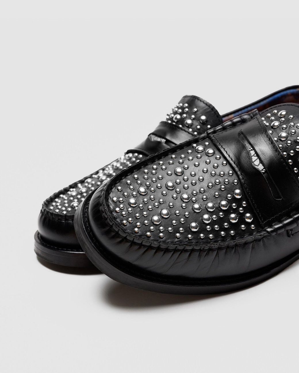 Naked Wolfe Black Portuguese Leather Studded Snuff Loafers