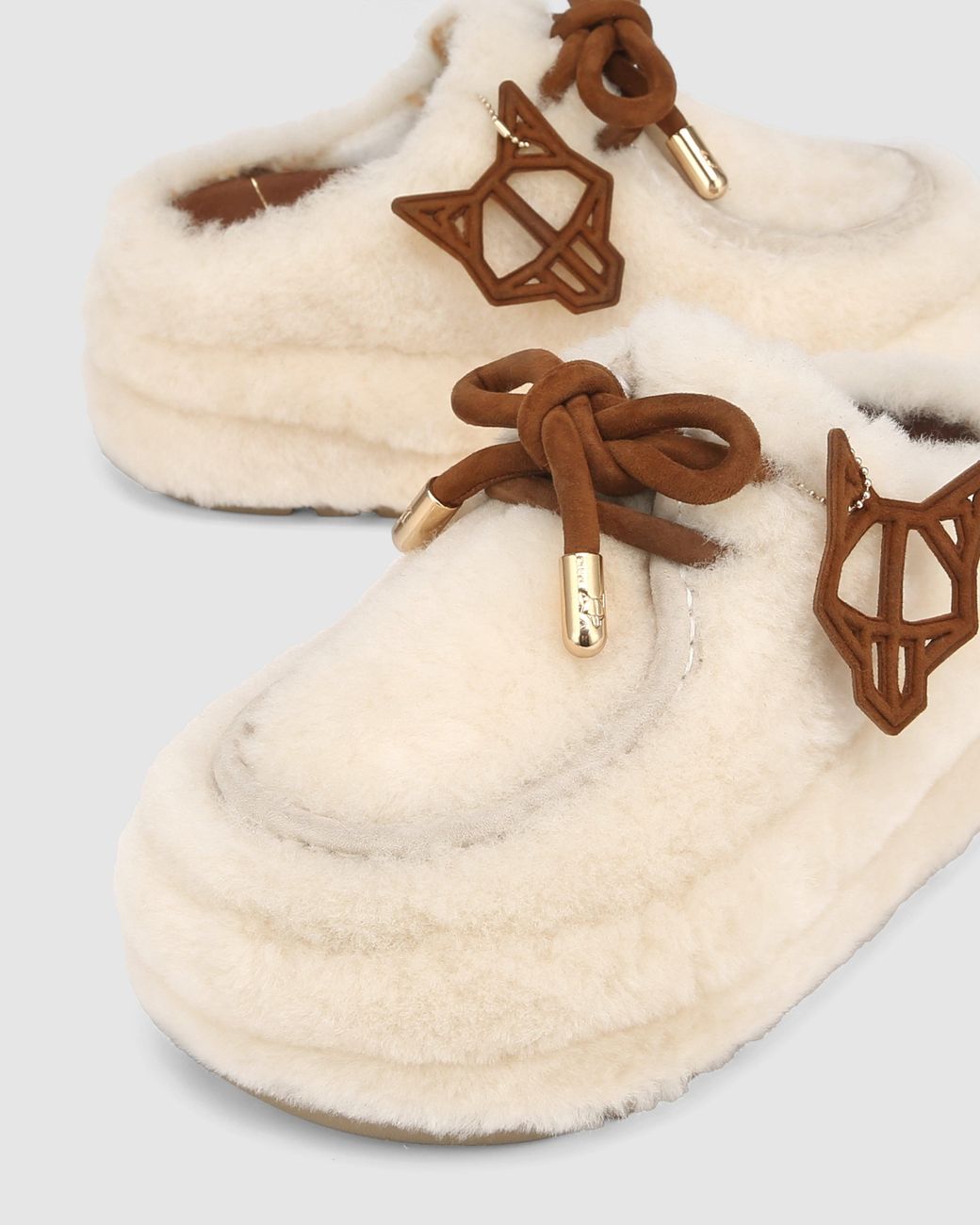 Naked Wolfe Natural Shearling Slip-On Shoes