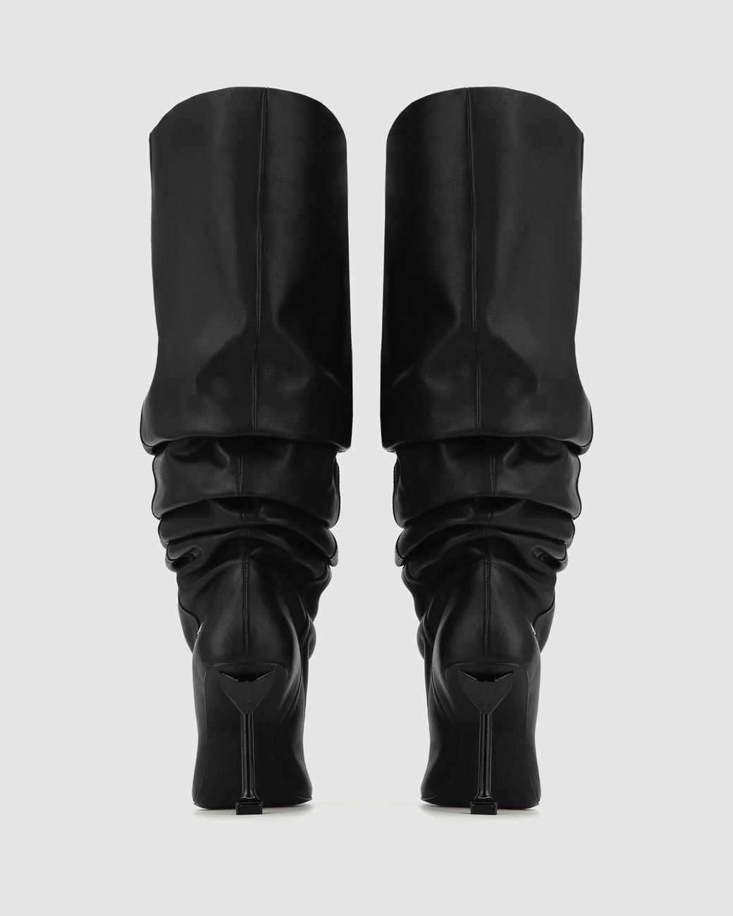 Naked Wolfe Black Pointed-Toe Leather Heeled Boots