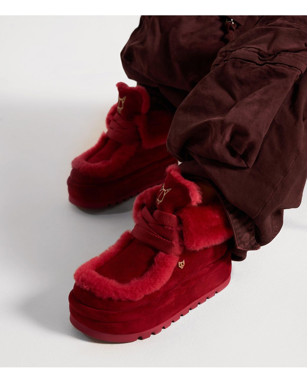 Naked Wolfe Red Bambi Burgundy Shearling