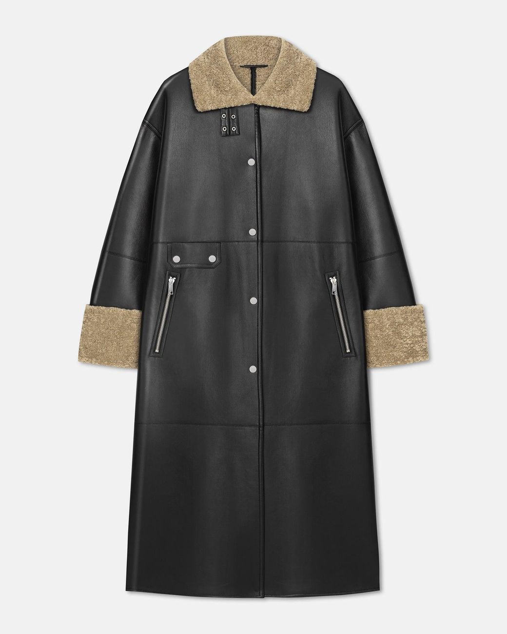 Nanushka Black Shearling Aviator Coat