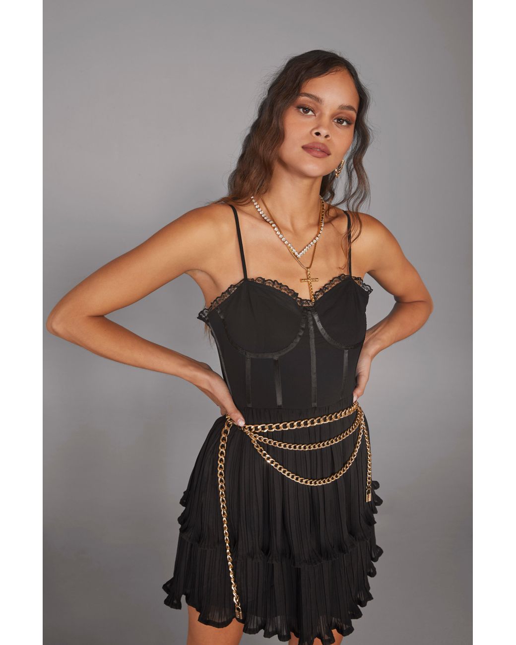 black corset mini dress