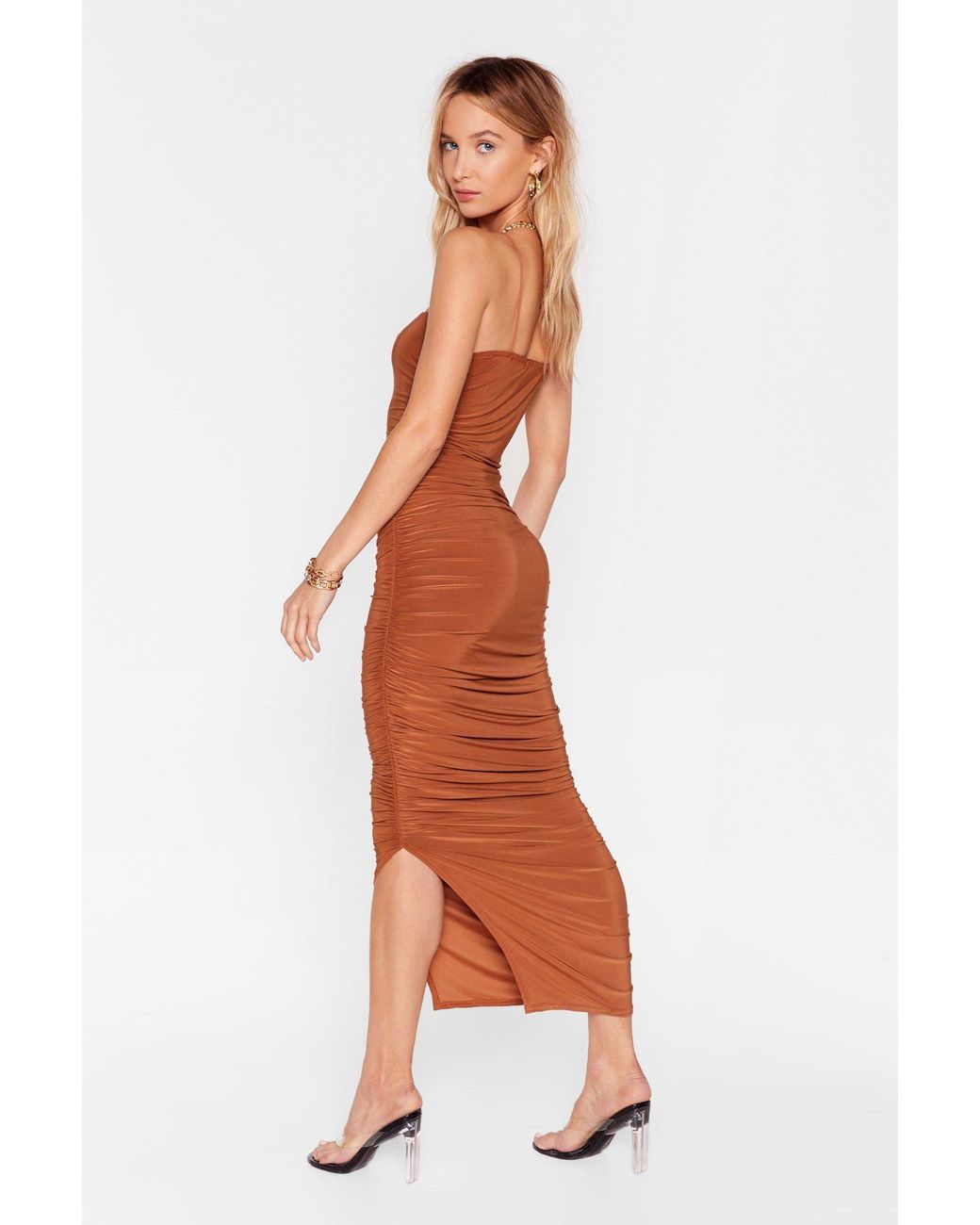 only fools ruche in midi dress
