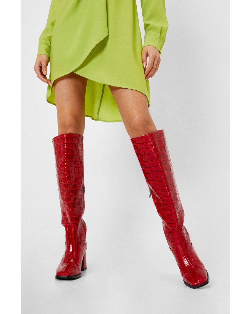 red gogo boots wide calf