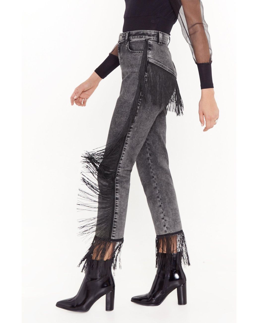 fringe waist jeans