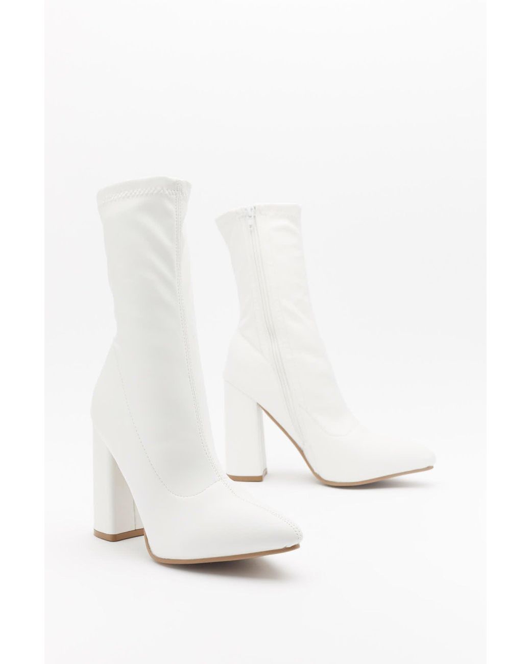 pointed toe white booties