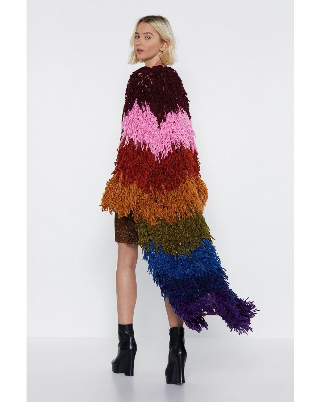 Rainbow Shaggy Cardigan\