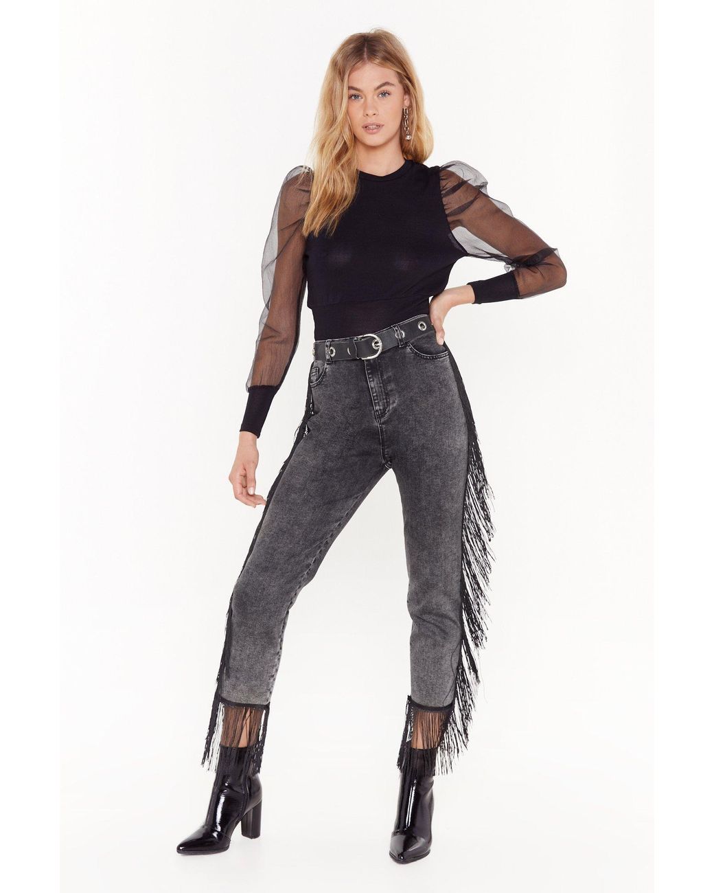 fringe waist jeans