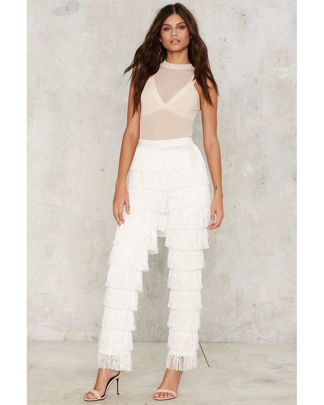 Fringe Pants - White 