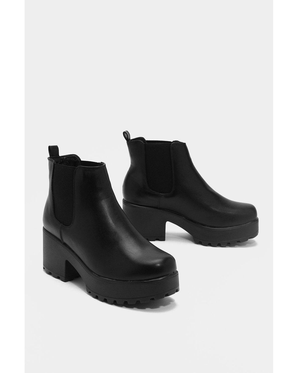 Nasty Gal Chunky Rubber Heel Platform Ankle Boot in Black | Lyst