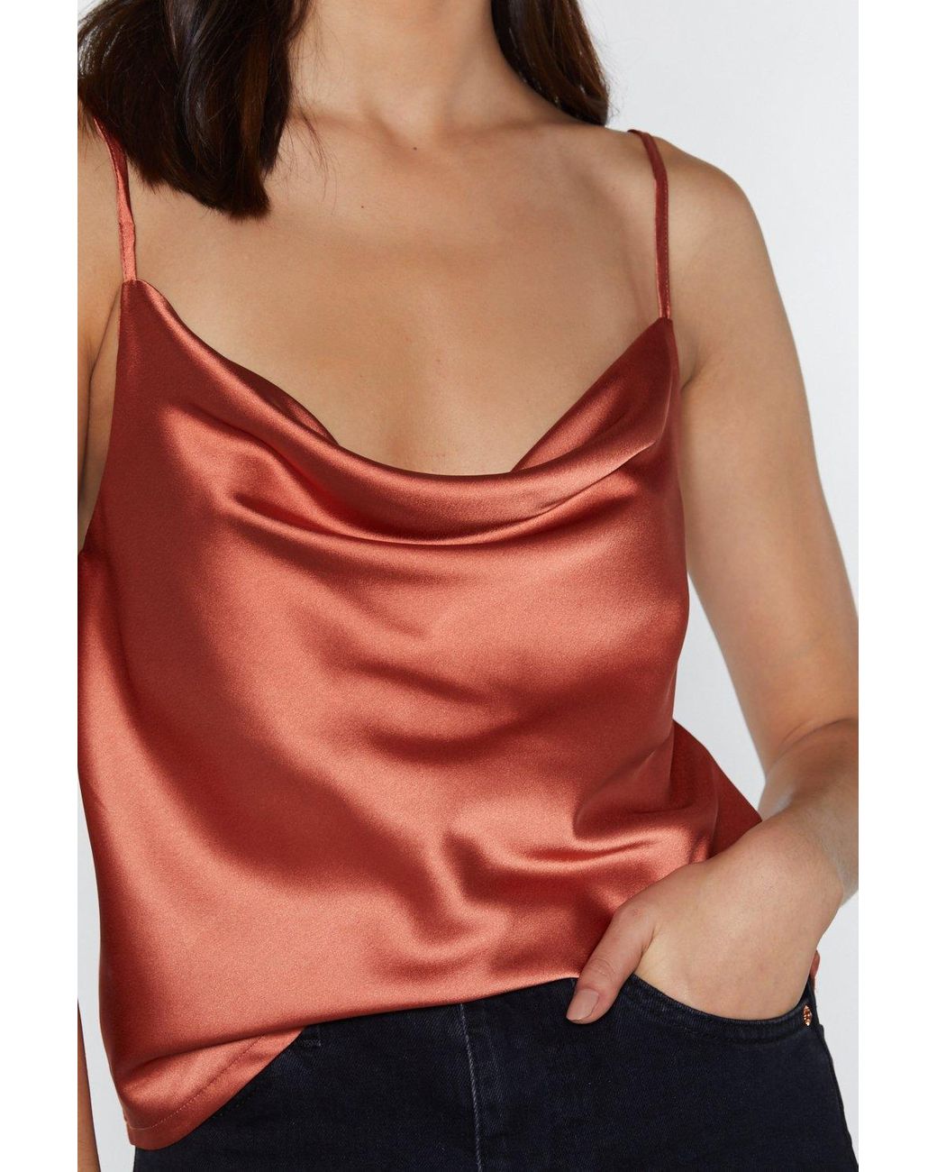 cowl hearted satin top