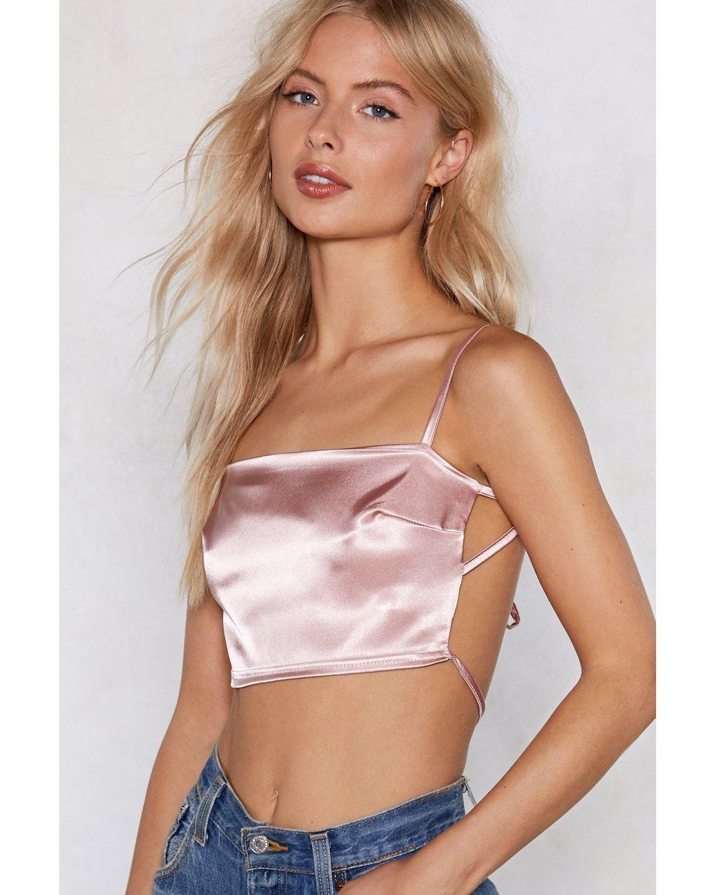 open back satin top