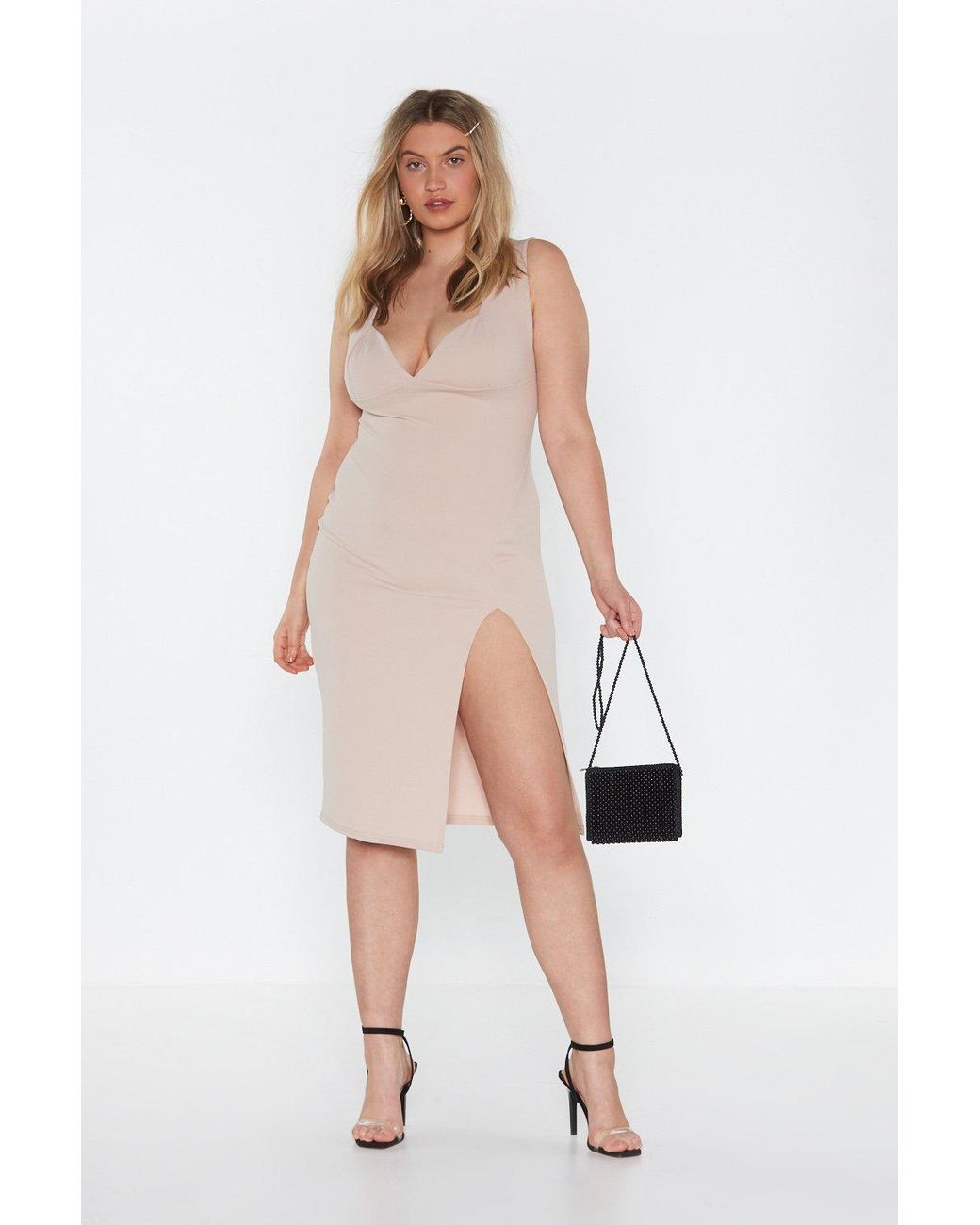 plunge down midi dress