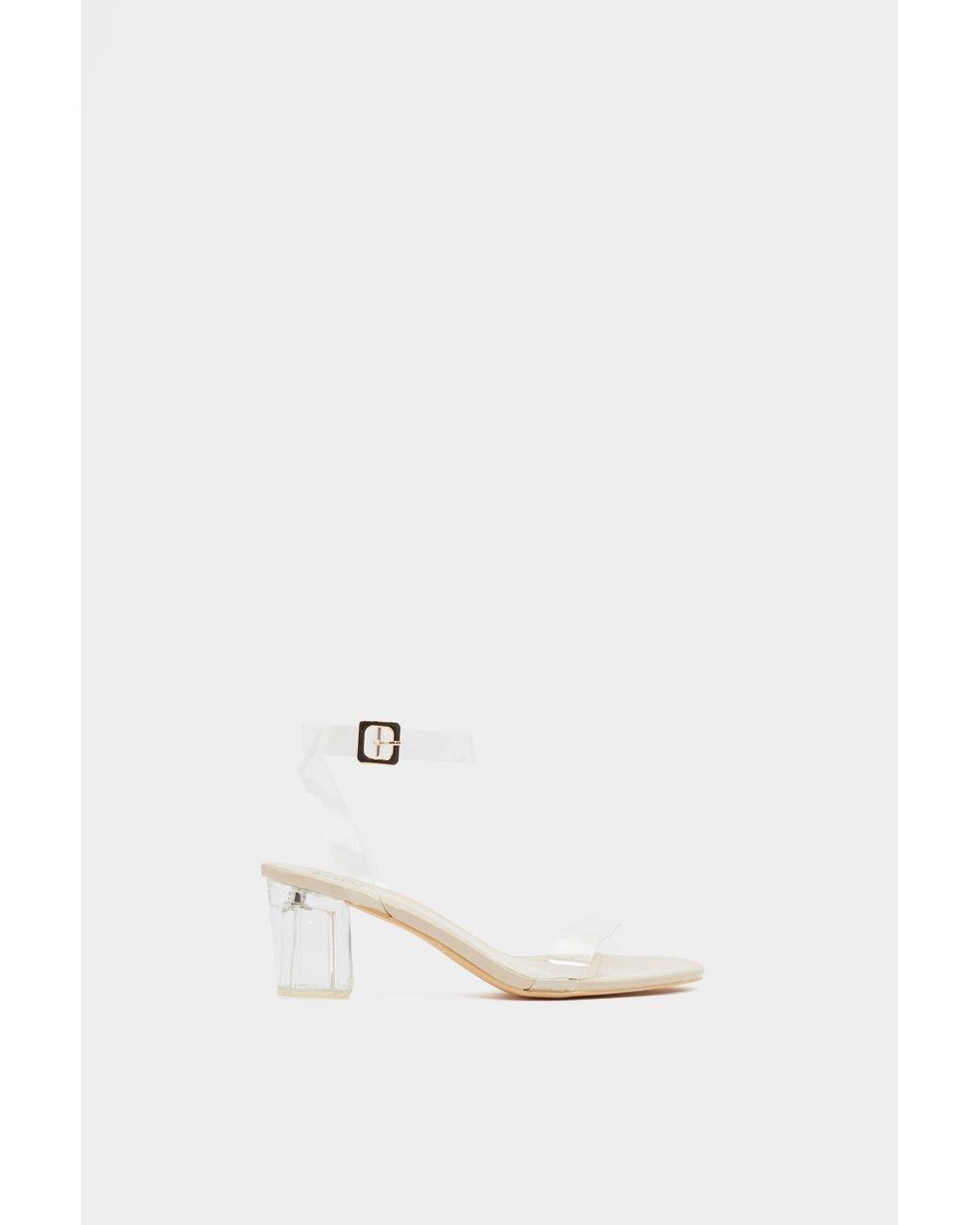 low block clear heels