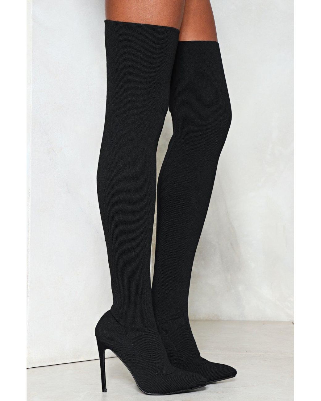 Nasty Gal Knitted Over The Knee Boot Knitted Over The Knee Boot in Black |  Lyst