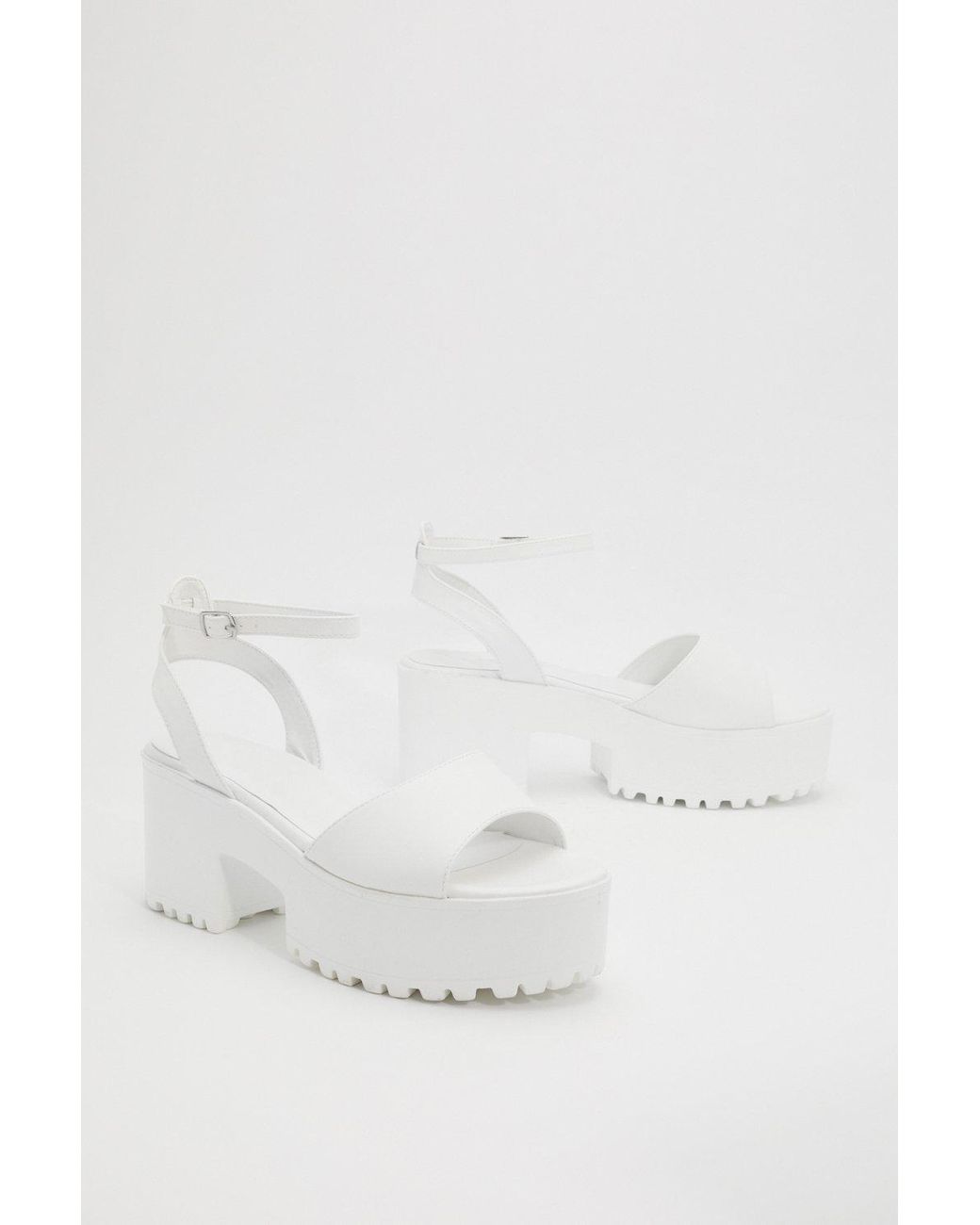 white platform sandals chunky