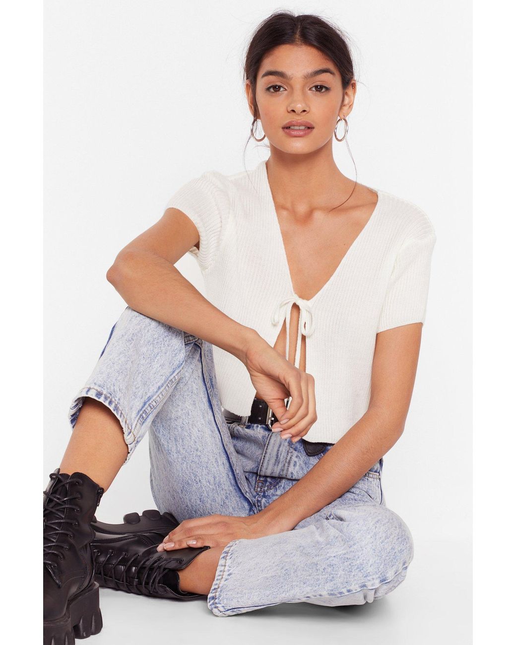 nasty gal tie up cardigan