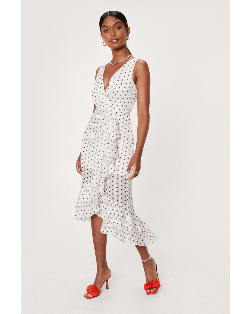 ruffle front wrap dress