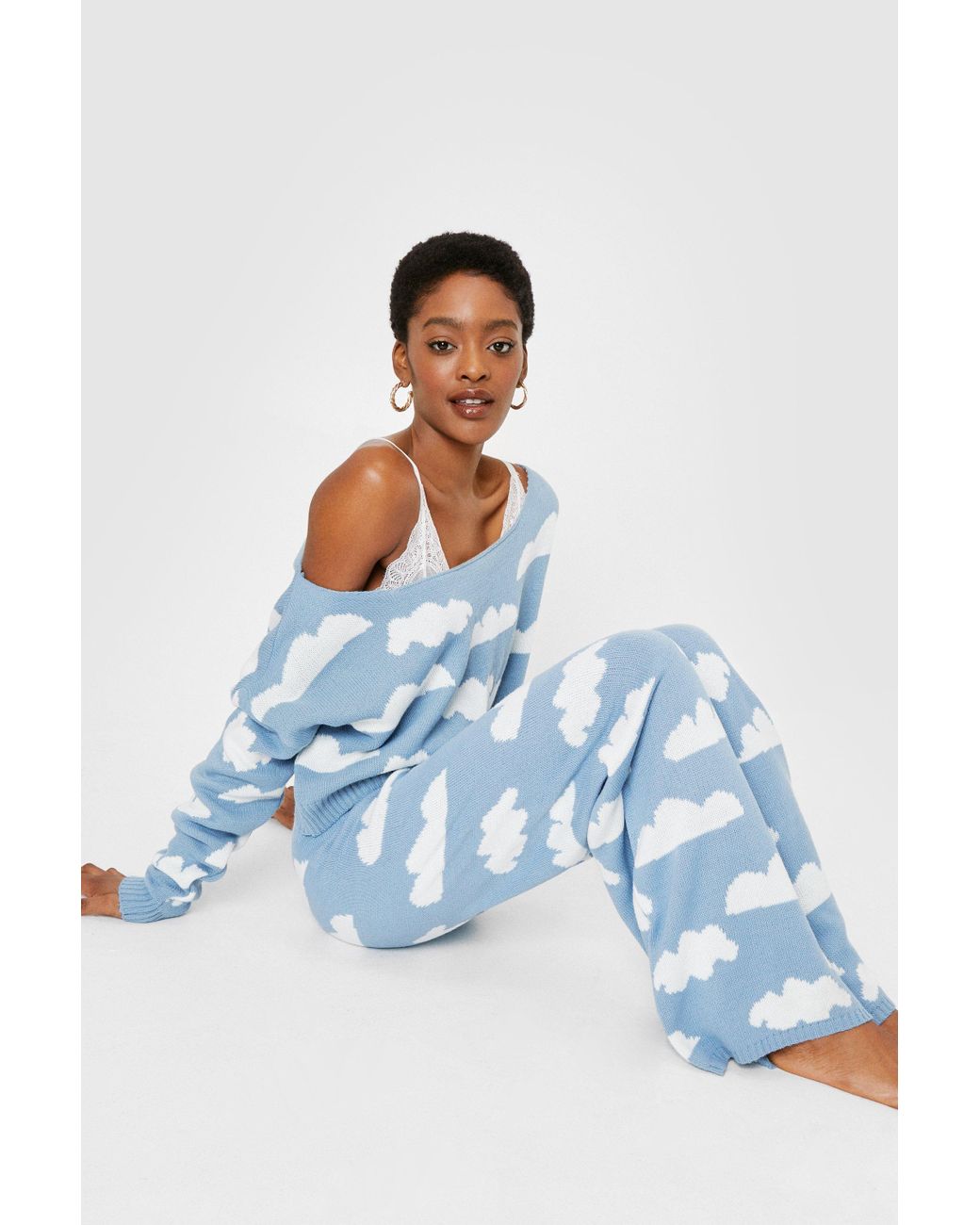 Nasty Gal Synthetic Cloud Knitted Jumper And Trousers Lounge Set in Dusty  Blue (Blue) | Lyst