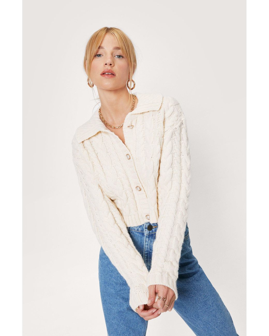 petite cable knit cardigan