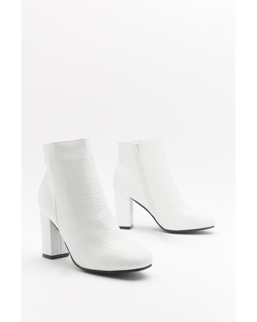 white pleather boots