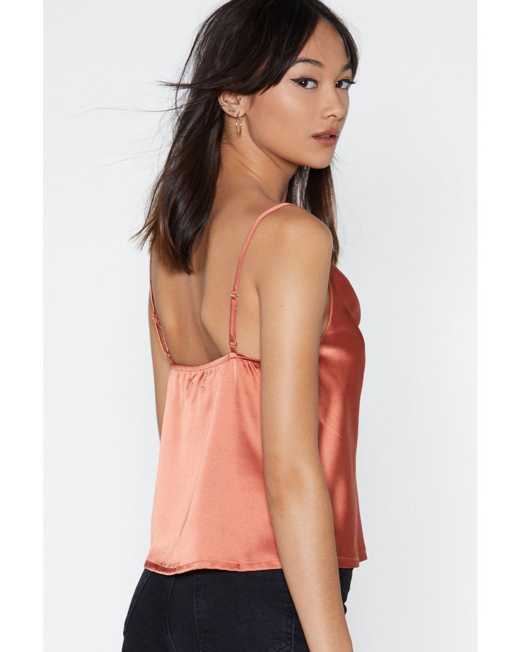 cowl hearted satin top