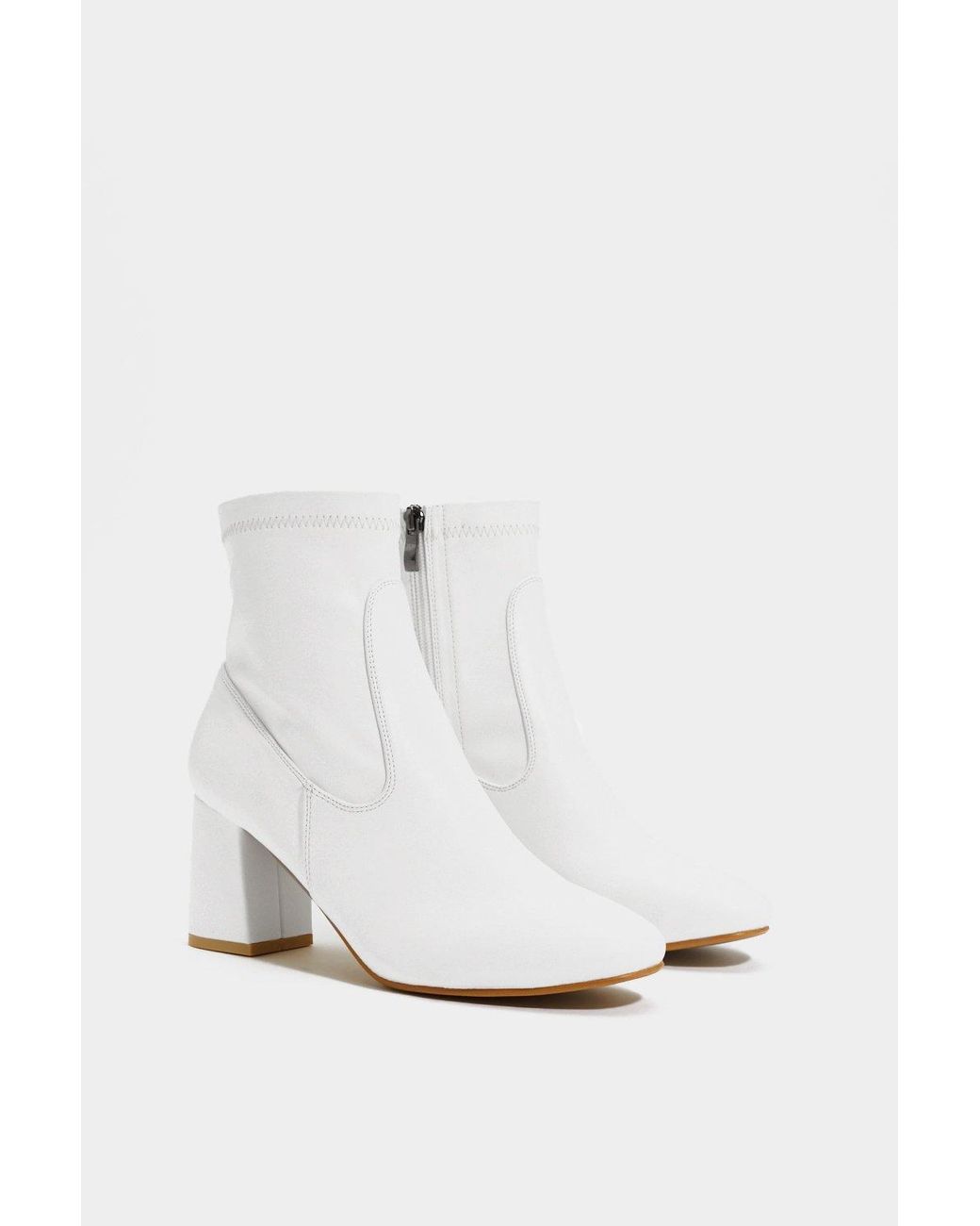 Nasty Gal Heeled Ankle Sock Boots in White | Lyst