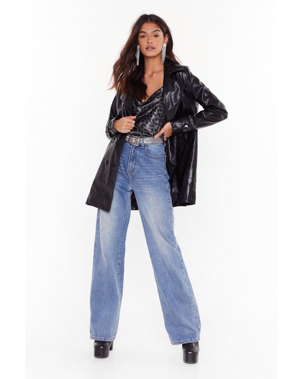 longline faux leather jacket