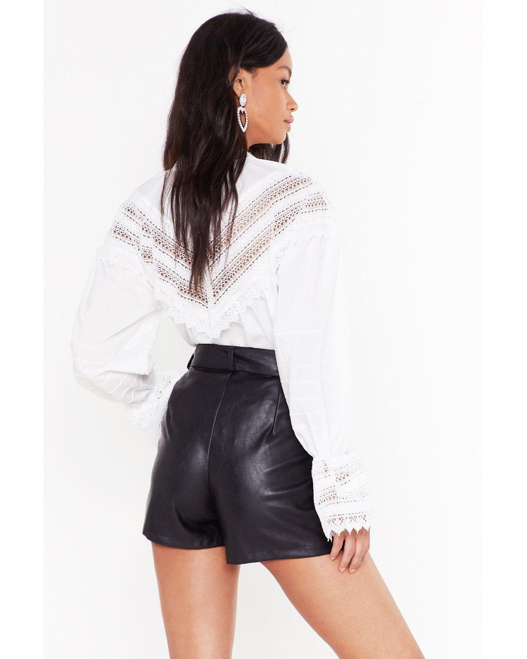 black pleather high waisted shorts