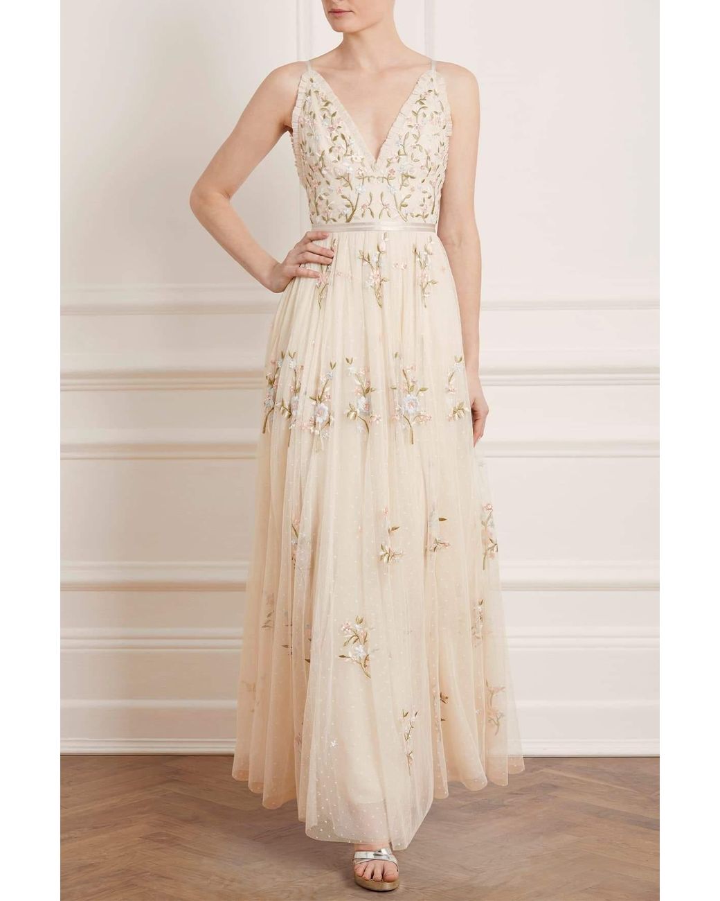 needle and thread petunia cap sleeve gown