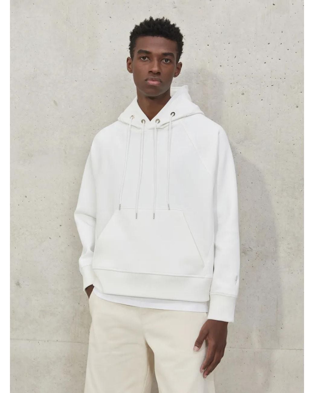 Neil Barrett White Double Drawstring Hoodie for men