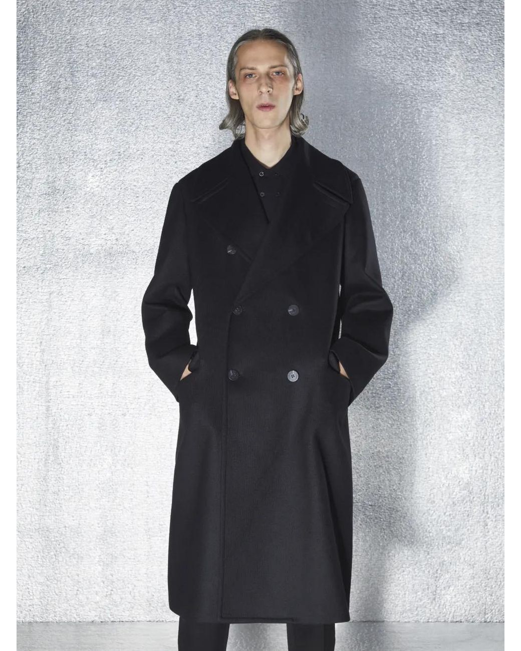 Neil Barrett Gray Double-breasted Long Coat for men