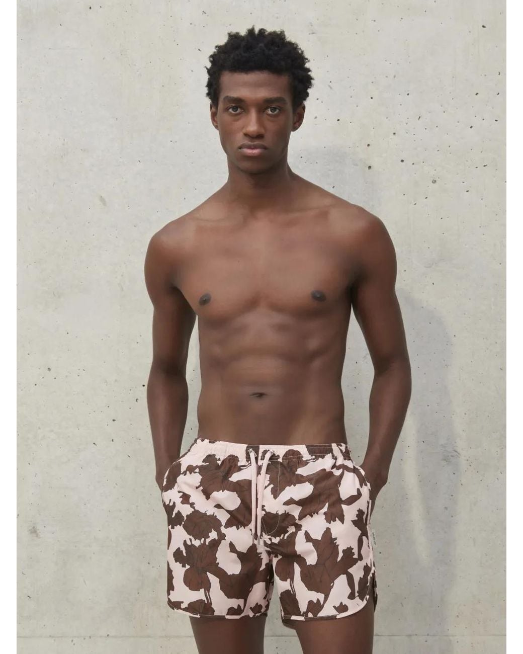 Neil Barrett Brown "bold Flowers" Swim Shorts for men