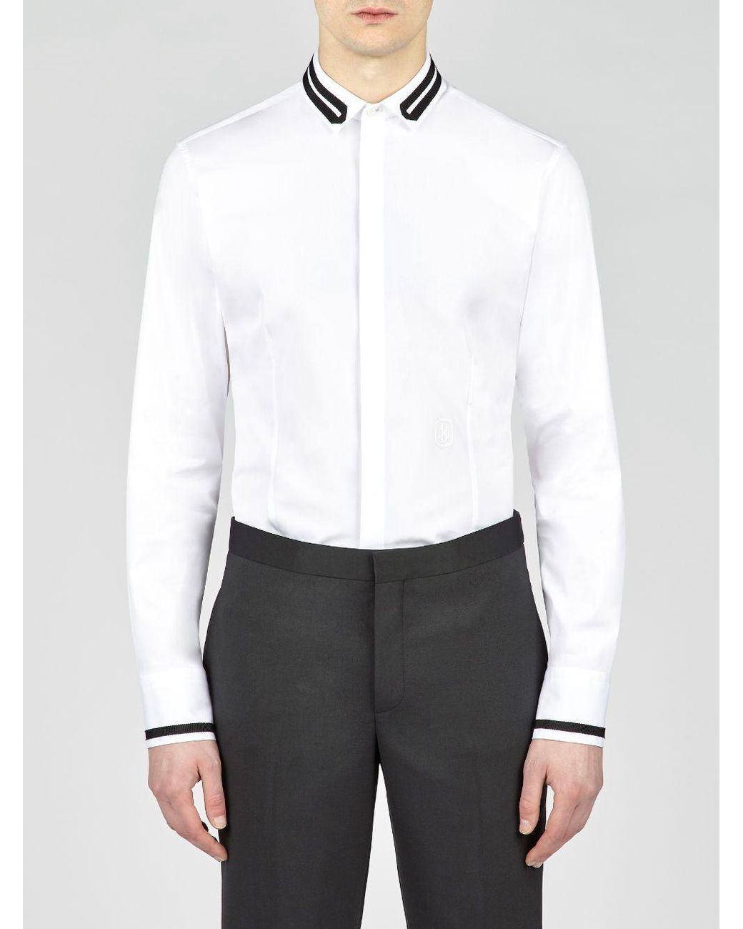 Neil Barrett Varsity Stripe Ribbon Tuxedo Shirt in White for Men - Lyst