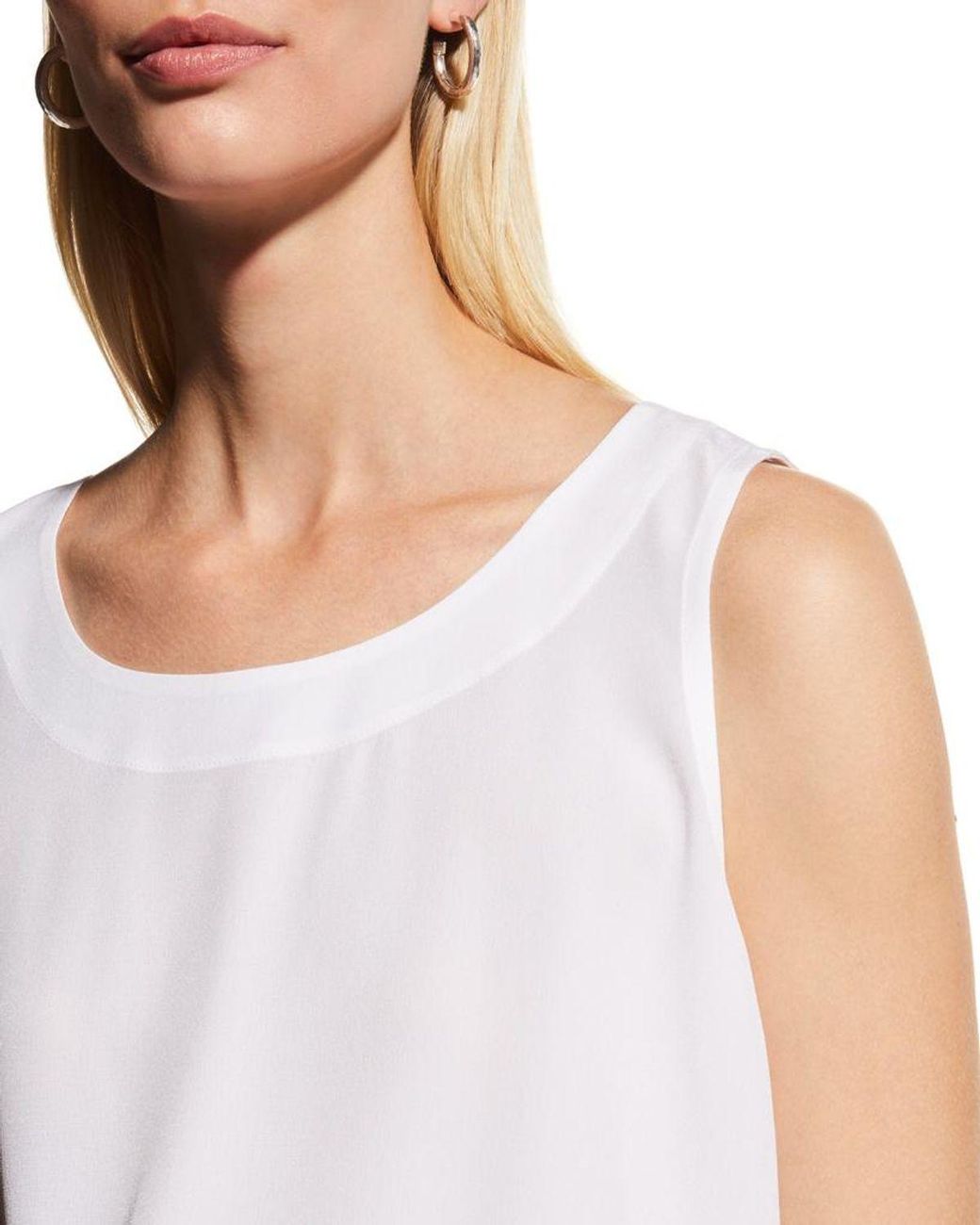 Eskandar White Lightweight Silk A-Line Shell