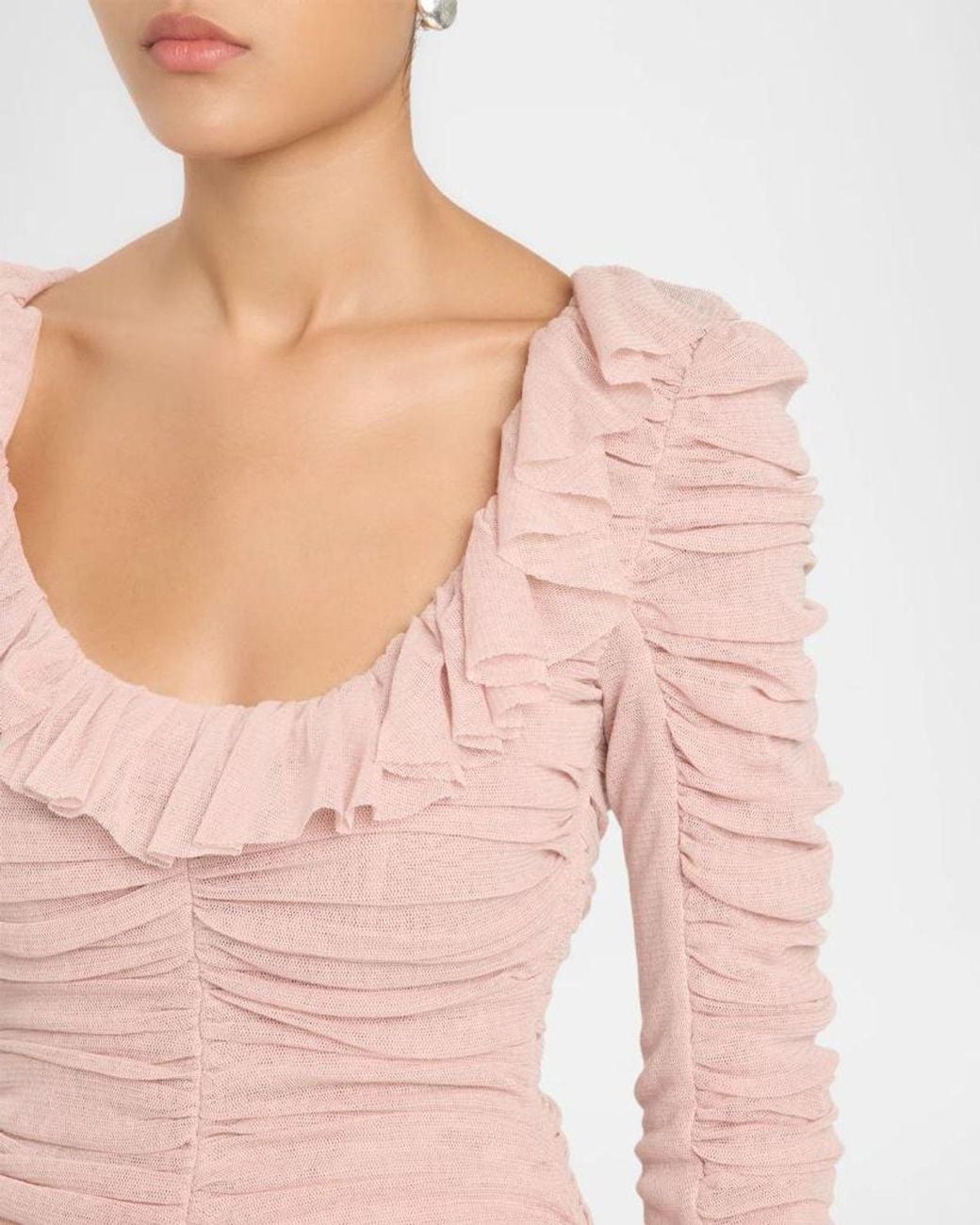 Staud Pink Gretta Ruffled Top