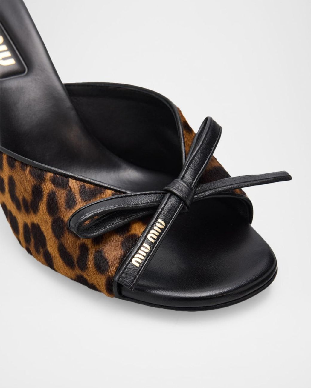 Miu Miu Brown 80Mm Leopard Calf Hair Mule Sandals
