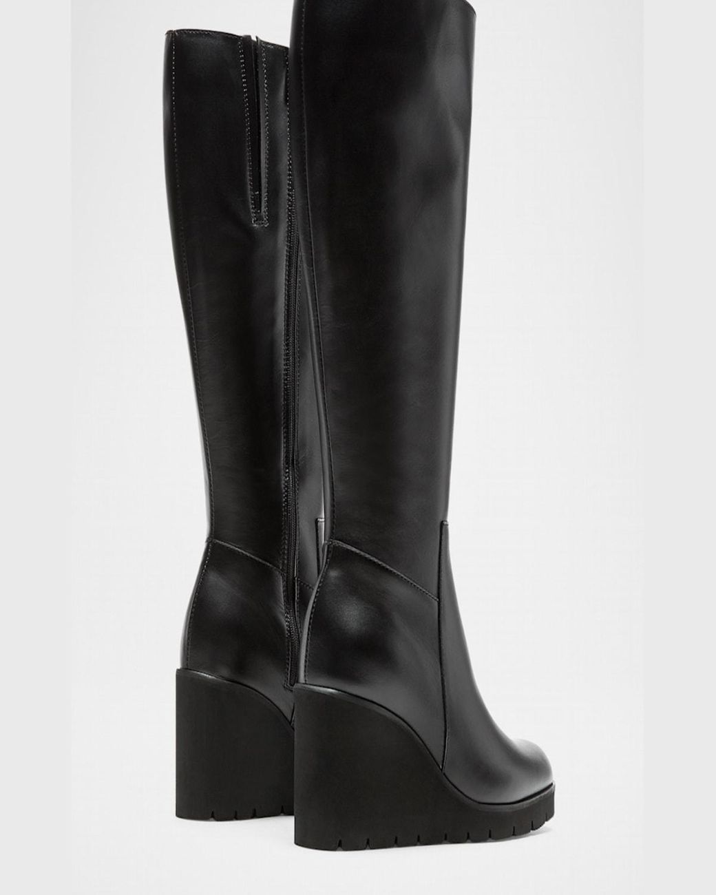 La Canadienne Leather Wedge Tall Lug Sole Boots in Black Lyst