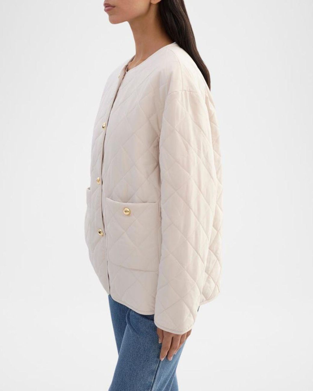 Lamarque Natural Hera Quilted Collarless Jacket