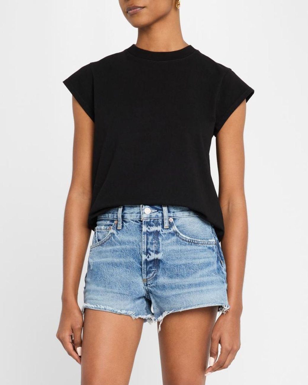 Agolde Black Bryce Cap Sleeve Tee
