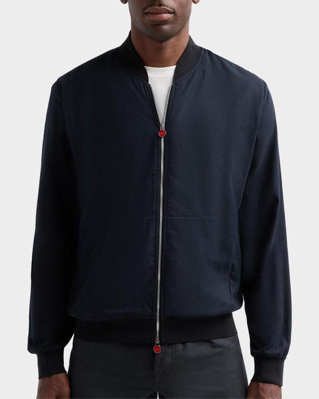 Kiton Blue Cotton Jersey Zip-Front Jacket for men