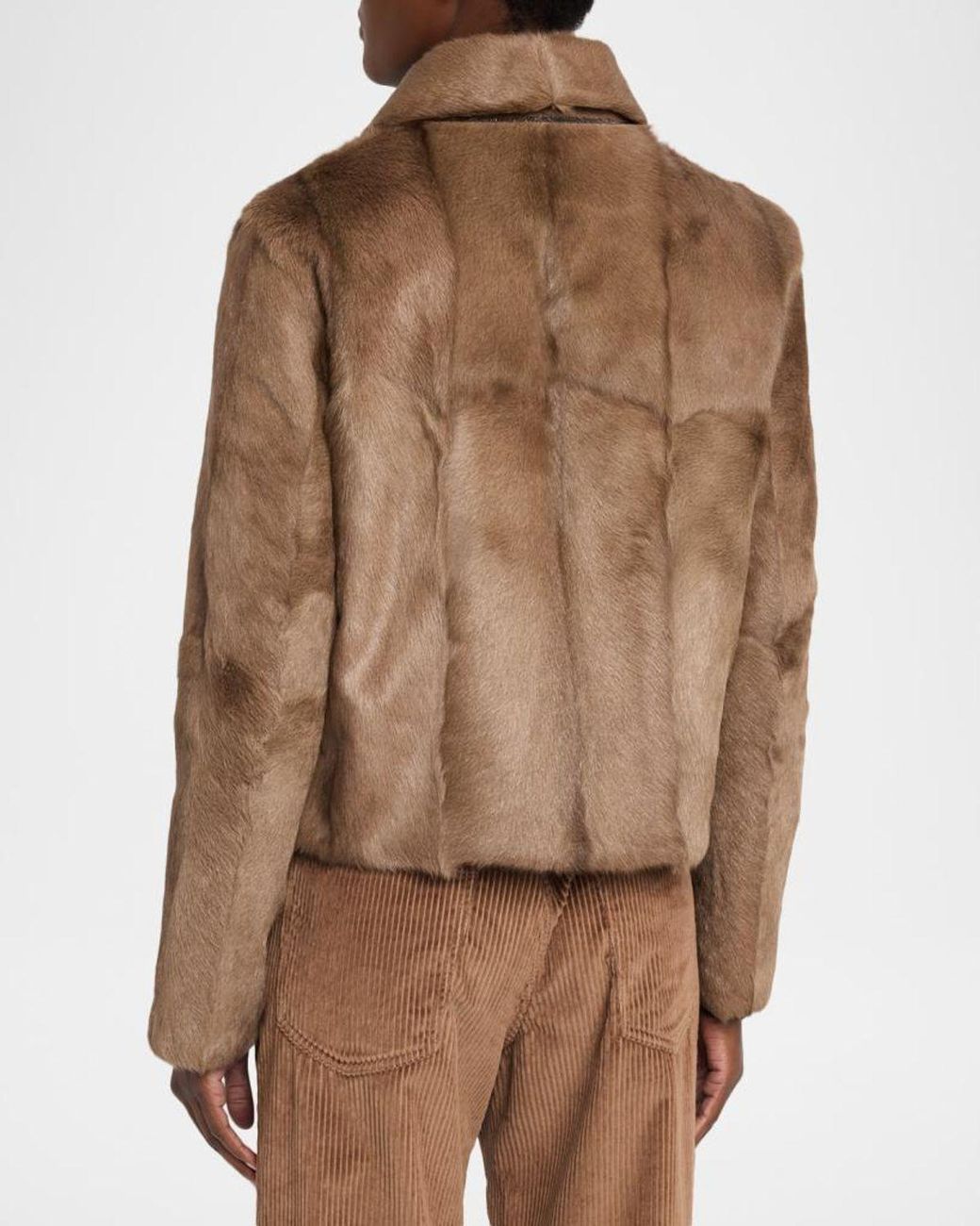 Brunello Cucinelli Brown Capretta Goat Shearling Single-Breasted Jacket