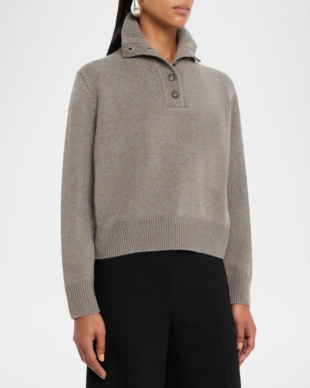 Yves Salomon Gray Wool Turtleneck Pullover