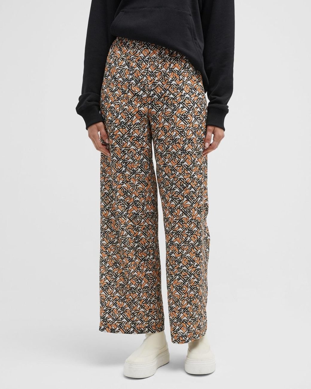 Burberry Noemi Tb-monogram Silk Pajama Pants